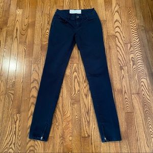 Zara Basic Blue Skinny Leg Pants with Ankle Zipper Detail EUC Size 2